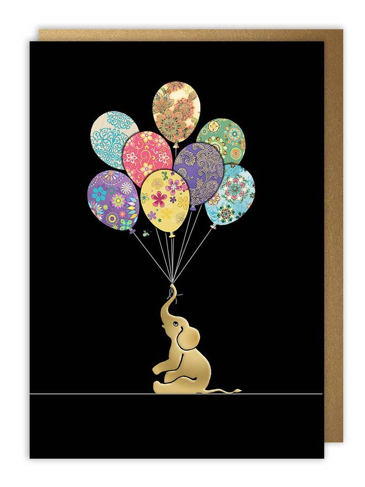 Balloons Elephant Blank Card for wholesale by Notes & Queries, Inc.
