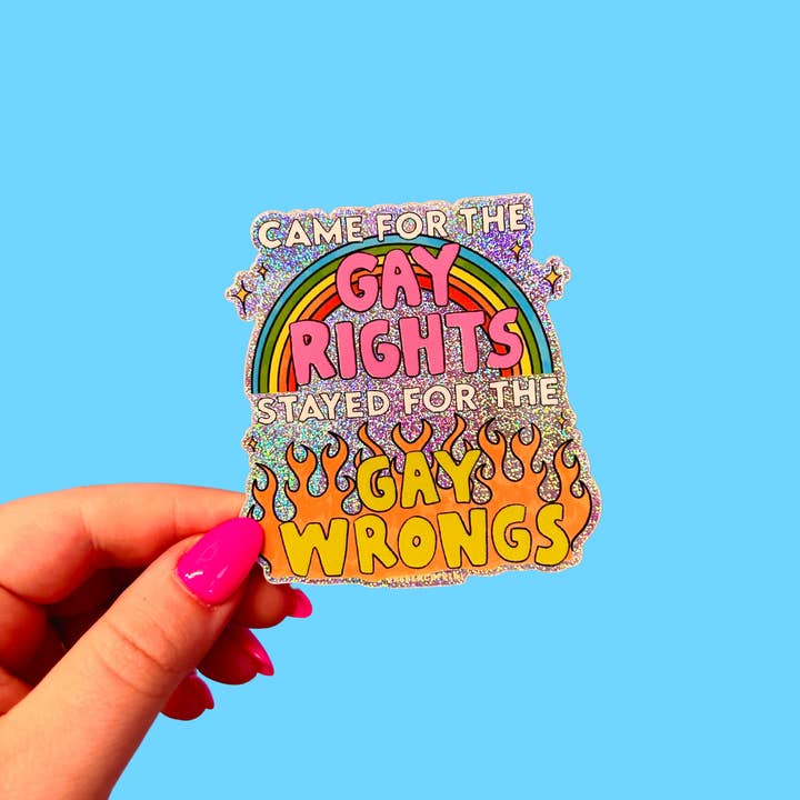The Peach Fuzz - Wholesale Sticker - Gay Wrongs Glitter Sticker