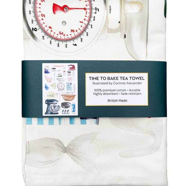 Corinne Alexander – wholesale Tea towel – Time to Bake Tea Towel - British Made - Baking - Cotton3