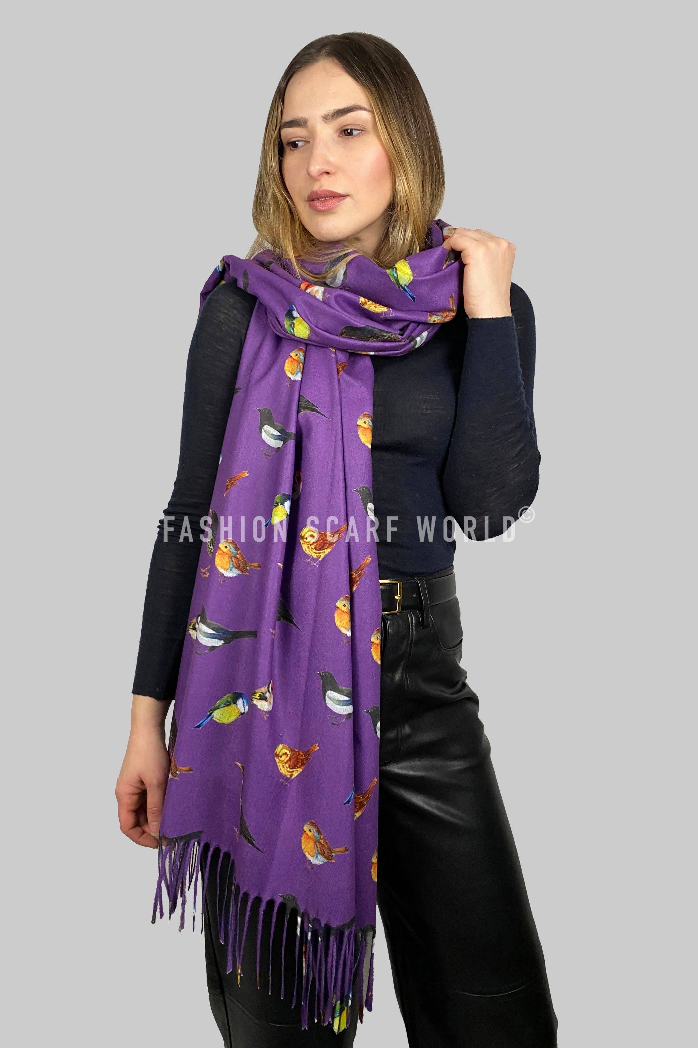 Fashion Scarf World - Wholesale Sjaal - Dames - Sjaal met kwastjes en print van British Wildlife Birds9