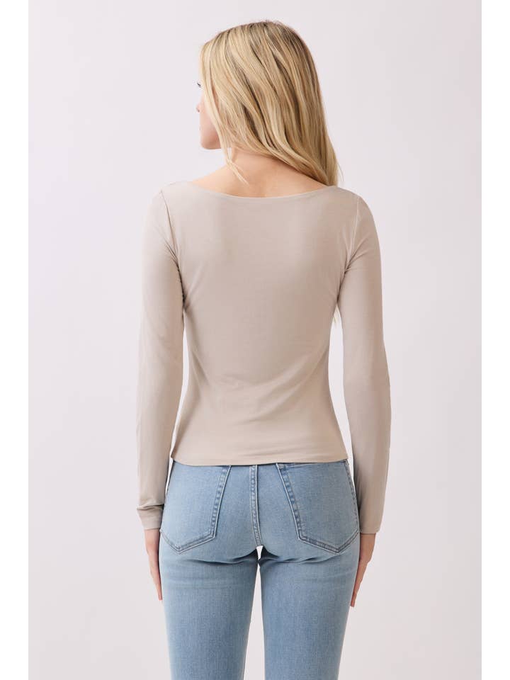 Final Touch - Wholesale Knit Top - Women's - Double Layered Square Neck Basic Top - T171097