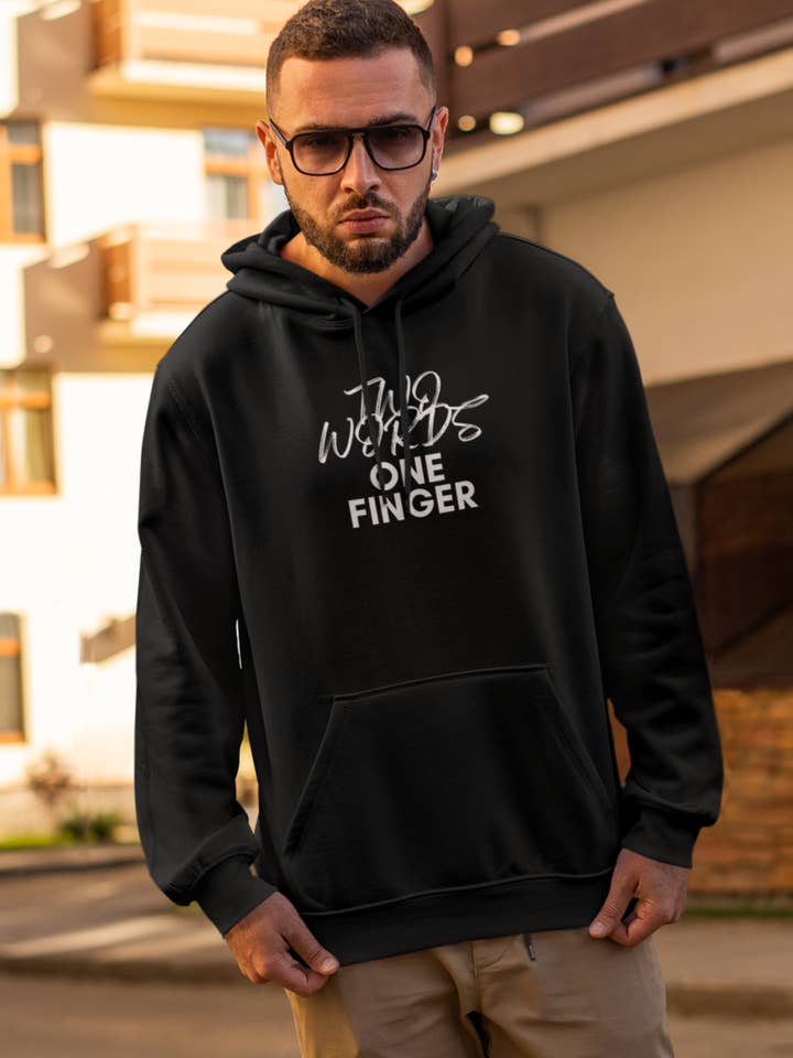 Two Words One Finger - Men's Hoodie for wholesale by Smart Ass Shirts