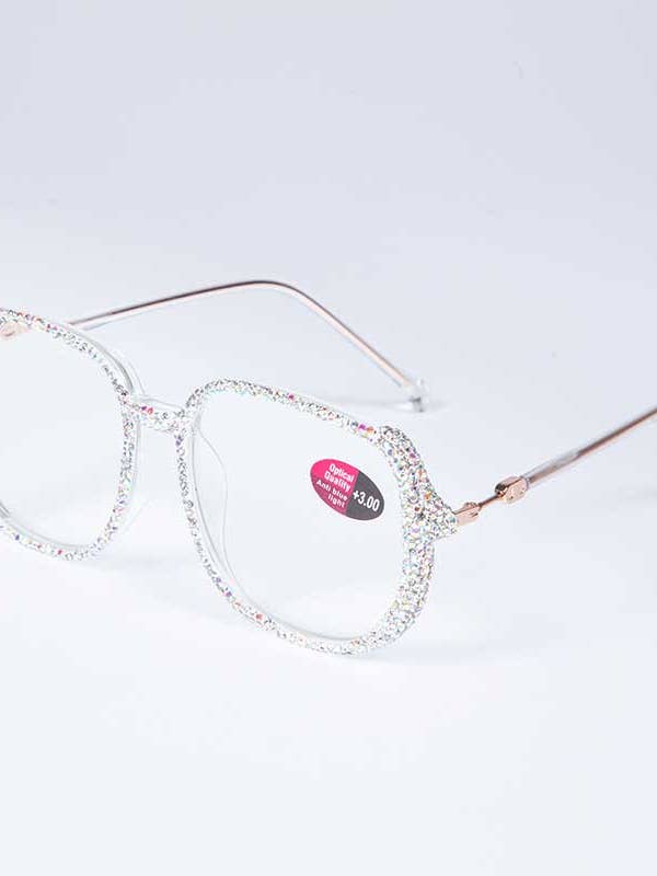 Lunettes de lecture carrées en strass faites à la main G0468-AB pour la vente par Ole
