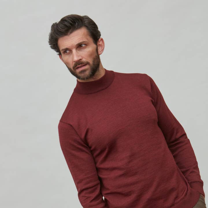 Maglione Dolcevita Uomo in Lana Merino Extra Fine per la vendita all'ingrosso da parte di Paul James Knitwear