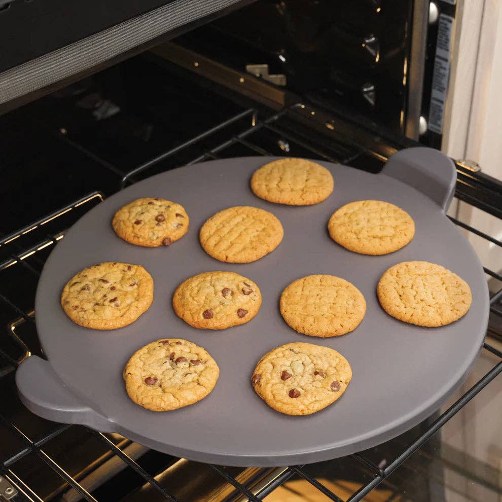 EcoQuality – Tabuleiro de pizza por atacado – GPS1416-G para GPS16-G, 14x16" Retângulo, Cabo de 15", 16" Redondo, Cinza Pedra Antiga Vidrada Pedras para Pizza8