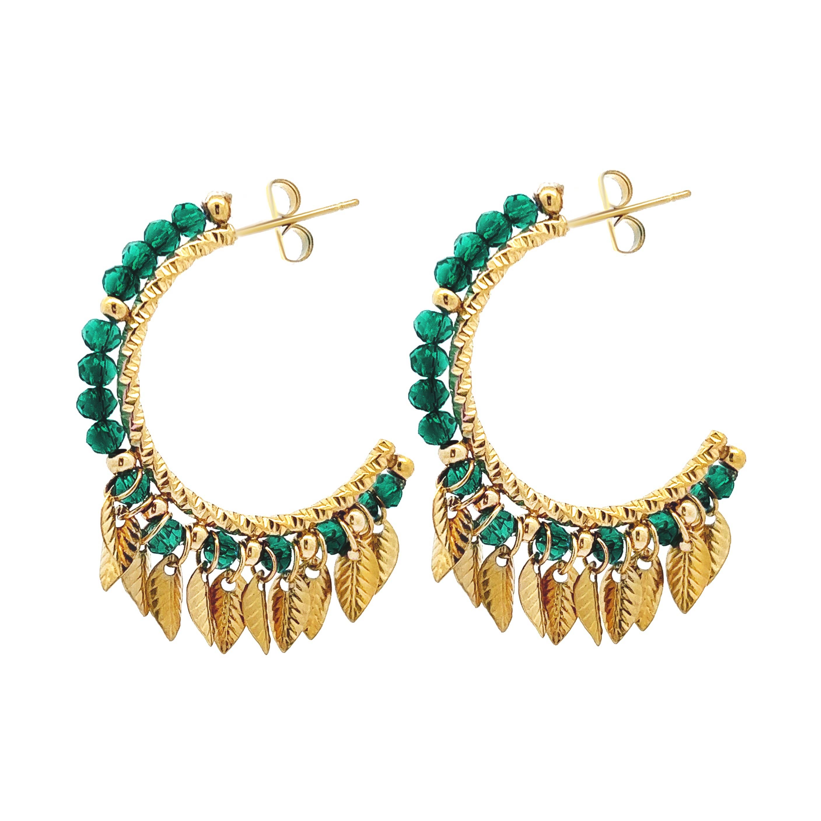 AMORINO SRL - Wholesale Hoop Earrings - Leaves Crystal Earring - NK22111D2000