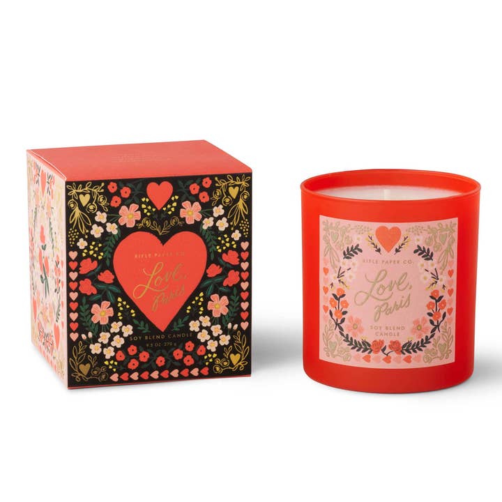 Bougie en verre 9 oz Love, Paris pour la vente par Rifle Paper Co