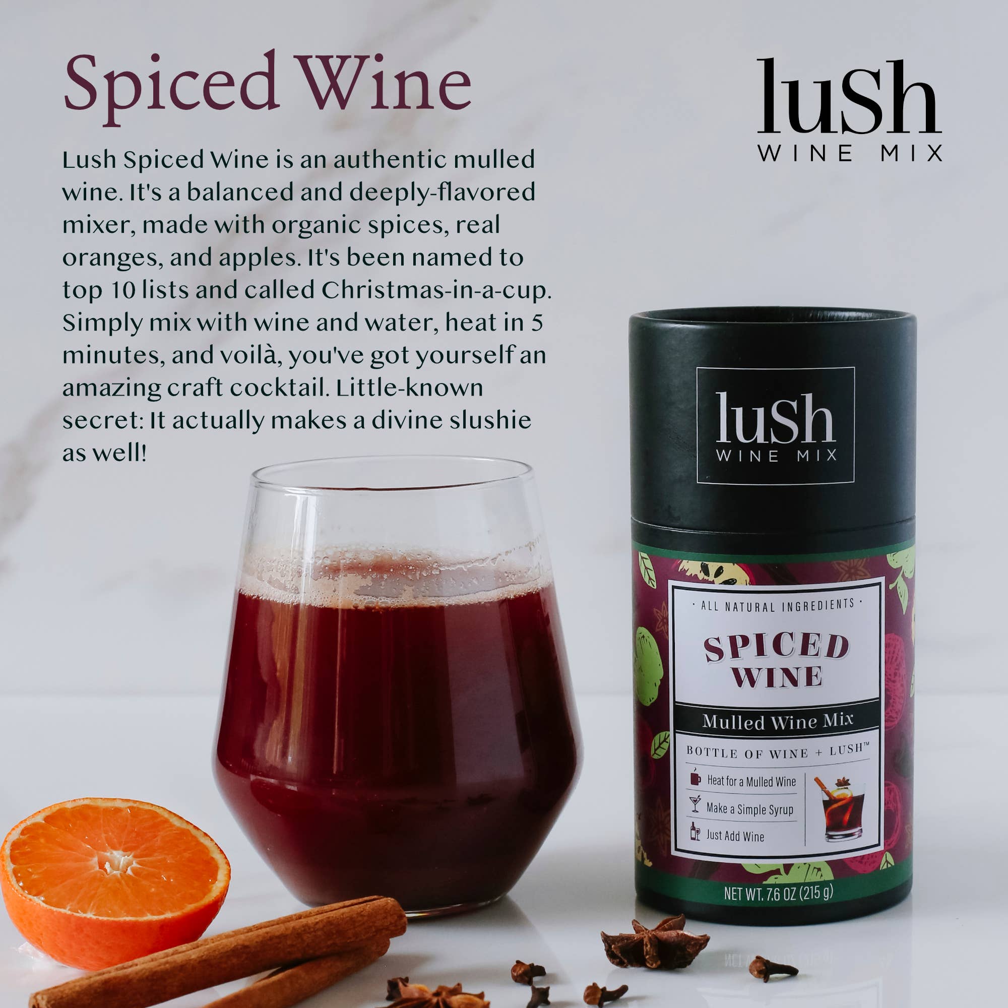 Lush Wine Mix - Wholesale Cocktail Mix/Syrup - Holiday Spiced Wine Singles- Each = 8+ Cocktails Mocktails3