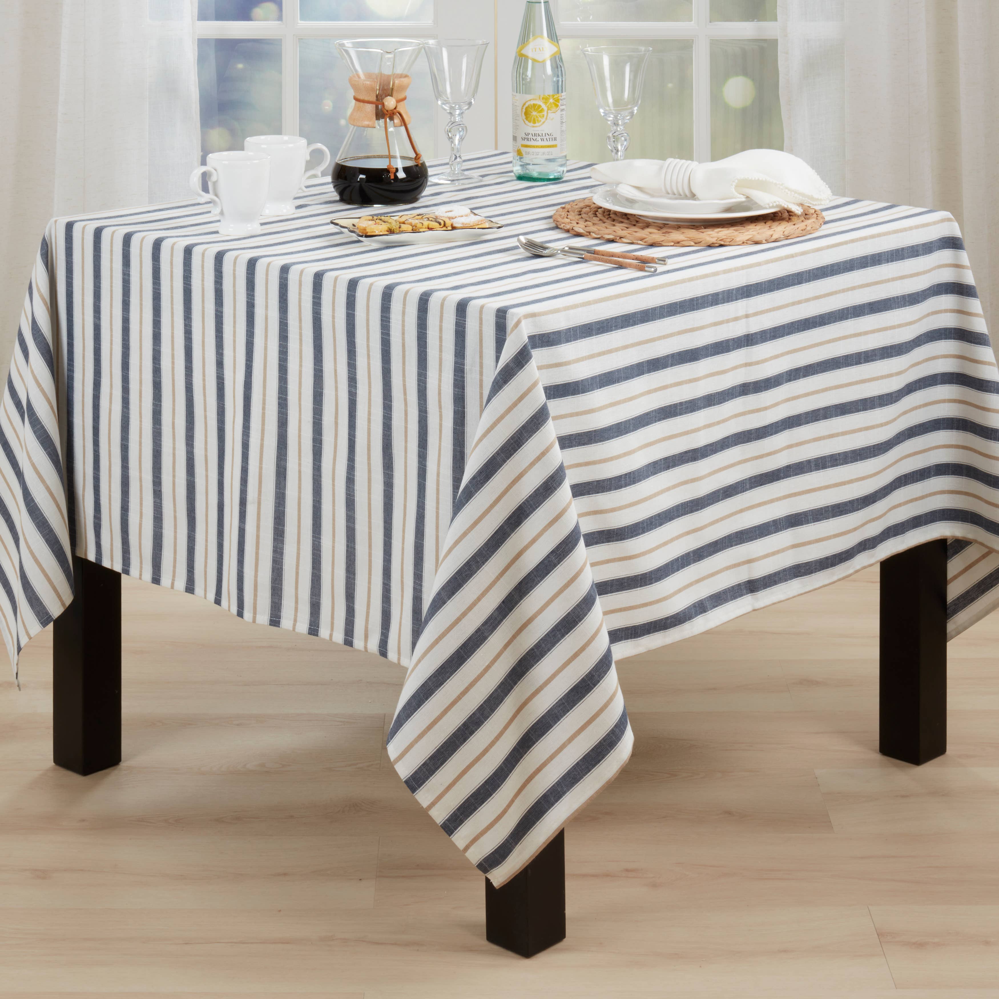 Blue Modern Striped Tablecloth for wholesale on Faire11