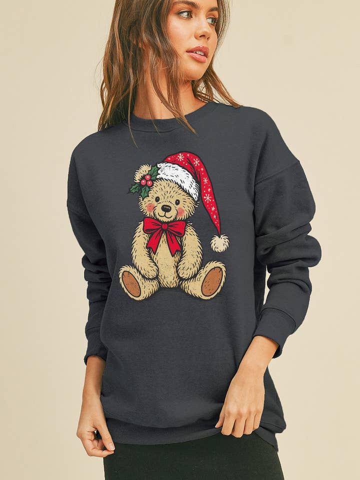 Santa Bear Long Sleeve Sweatshirt for wholesale by Honestee