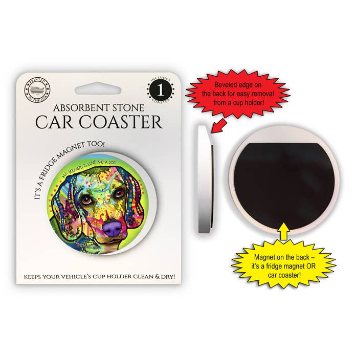 Beagle - All you need is love and a dog 2.6" absorbent stone for wholesale by SJT Enterprises, Inc.