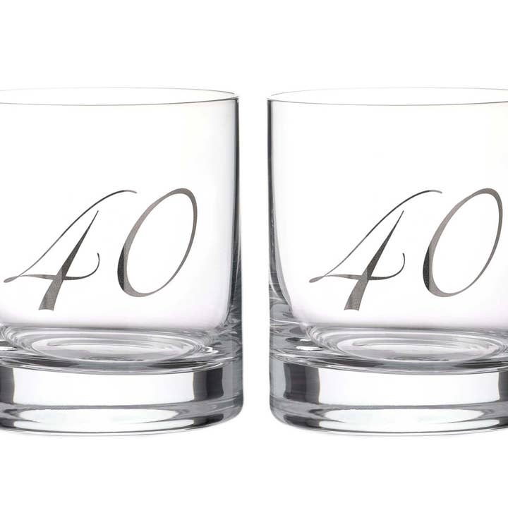 Diamante"40th Birthday" Whisky Tumblers – Pair Of Crystal S for wholesale by DIAMANTE