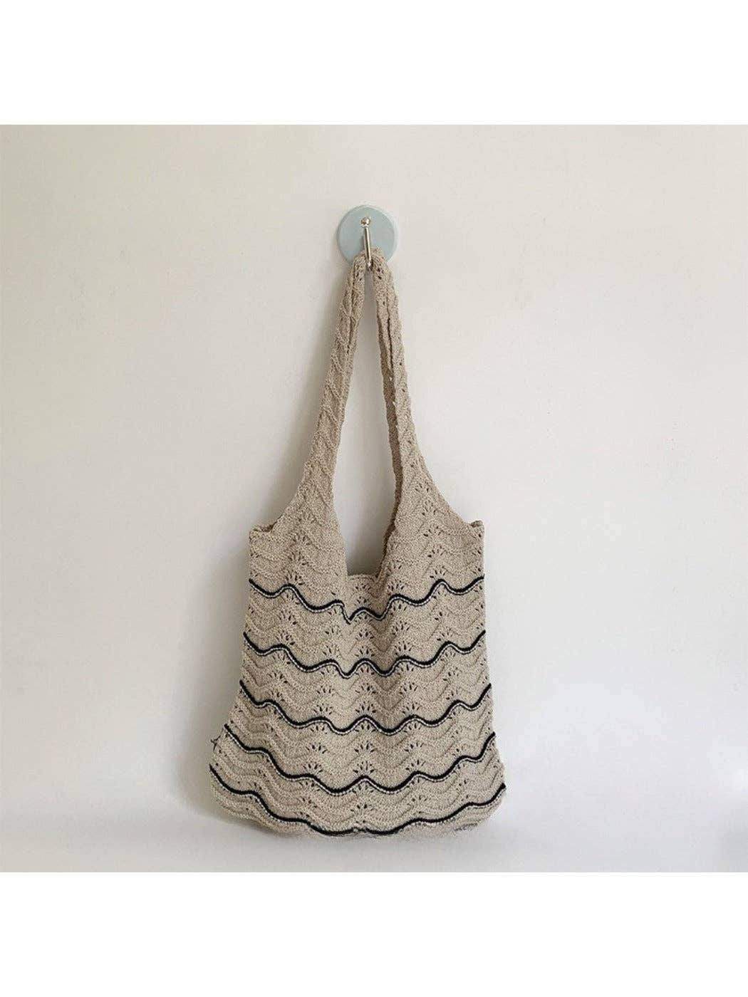 Funkyrel® Atzbranding Limited – wholesale Shoulder bag – women's – Cosbai - Casual Knitted Wave Pattern Shoulder Bag2