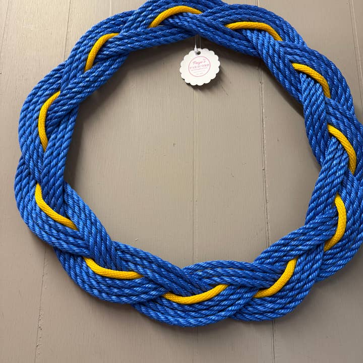 Paige's Paracord and More - Wholesale Wreath - 18 inch Royal blue and Yellow wreath