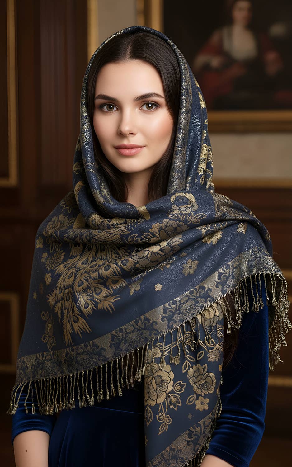 SERENITA - Wholesale Wrap - Women's - Metallic Pashmina Peacock Shawl Wraps Assorted 6 Color Pack1