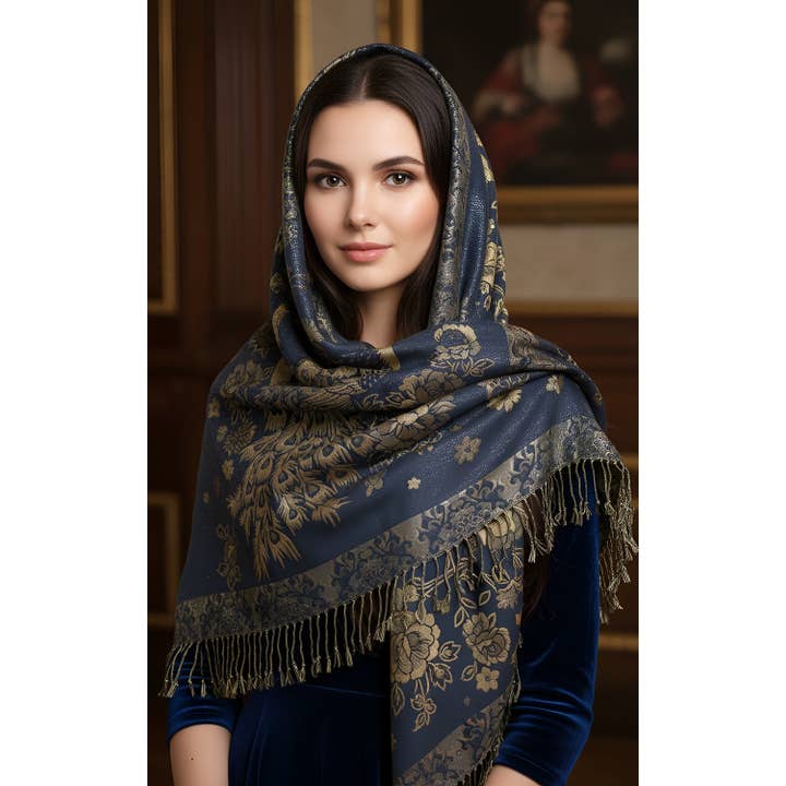 SERENITA - Wholesale Wrap - Women's - Metallic Pashmina Peacock Shawl Wraps Assorted 6 Color Pack1
