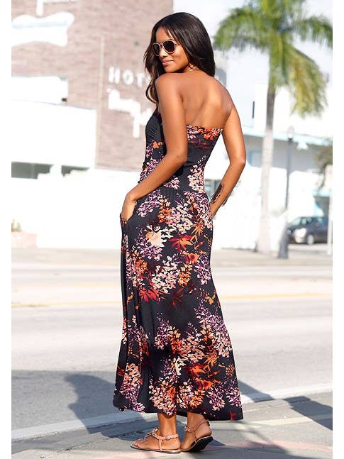 Multi Print LASCANA Women's Bandeau Maxi Dress for wholesale on Faire1