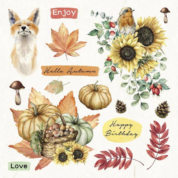 Ecstasy Crafts Distributing - Wholesale Craft supplies - SL Die-Cut Block Fall Elements Beauty Of Fall 150x150mm 20 Sh nr.095