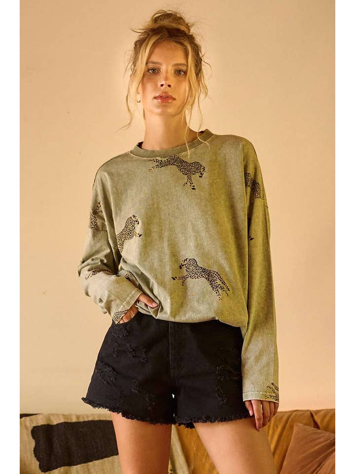 mittoshop - Wholesale Knit Top - Women's - MINERAL WASH CHEETAH PRINT LONG SLEEVE TOP2