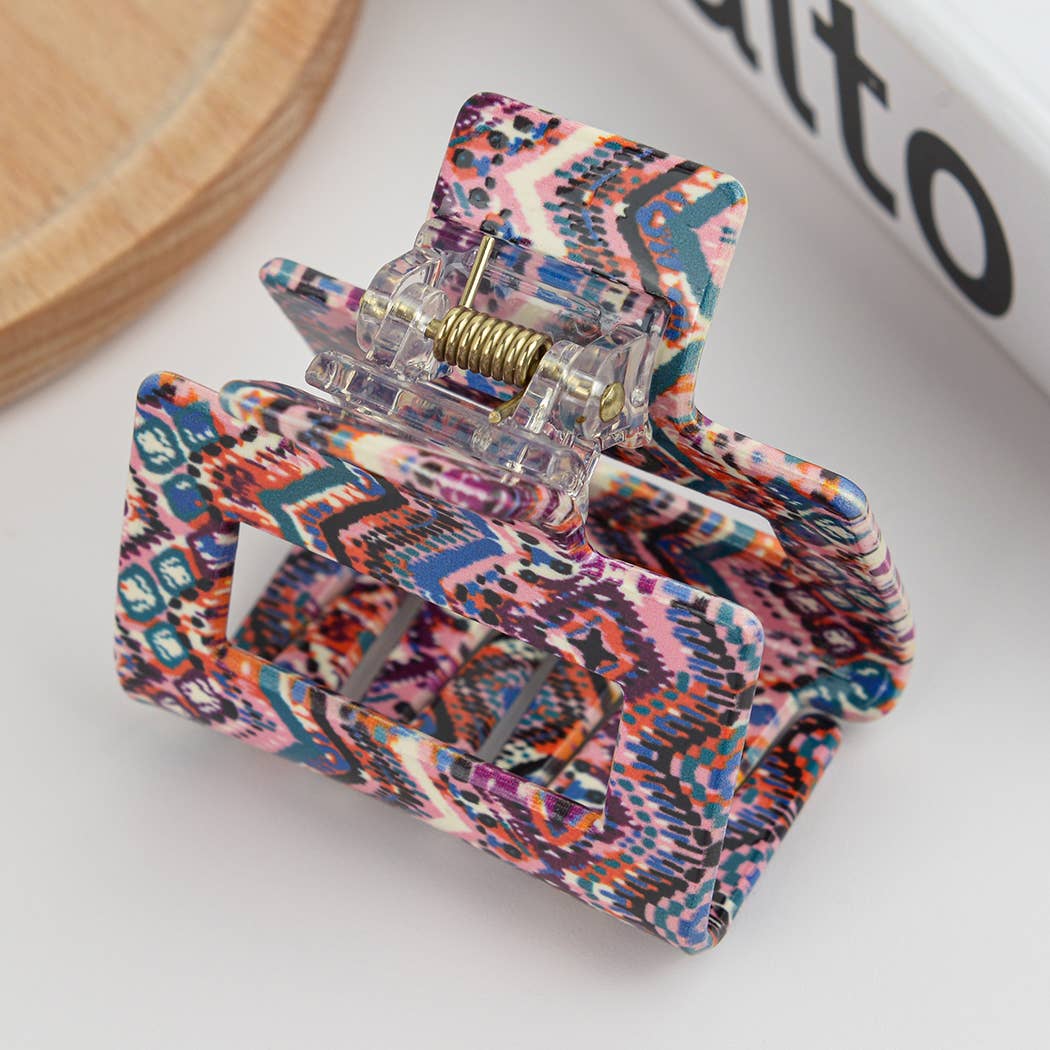 TheDivaSoap – Großhandel Haarclip – Damen – Quadratischer Haarklammer aus Azetat mit buntem Aufdruck, umweltfreundlich14