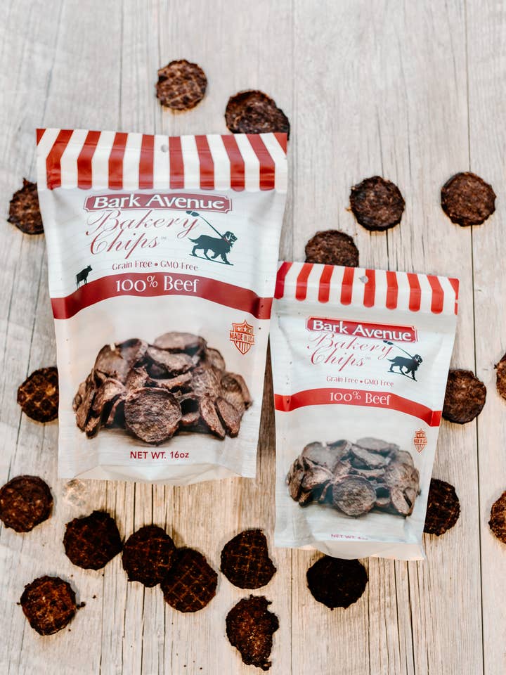 Bark Avenue oksekødchips for engroshandel hos Bark Avenue Bakery