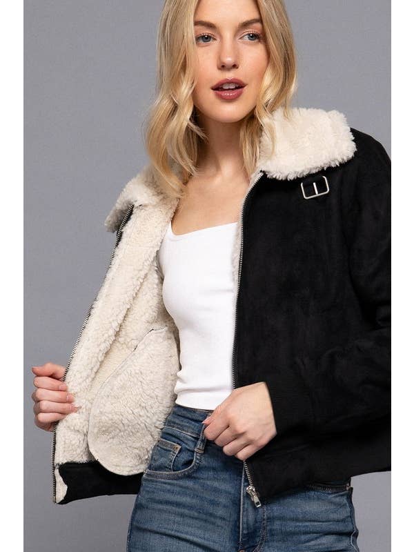 Vanilla Monkey - Wholesale Jacket - Women's - Faux Suede Inner Fur Zip up Jacket4