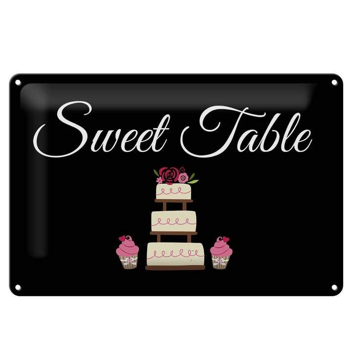 Placa de metal aviso 20 x 30 cm Sweet Table Bolo de casamento por atacado de Femer