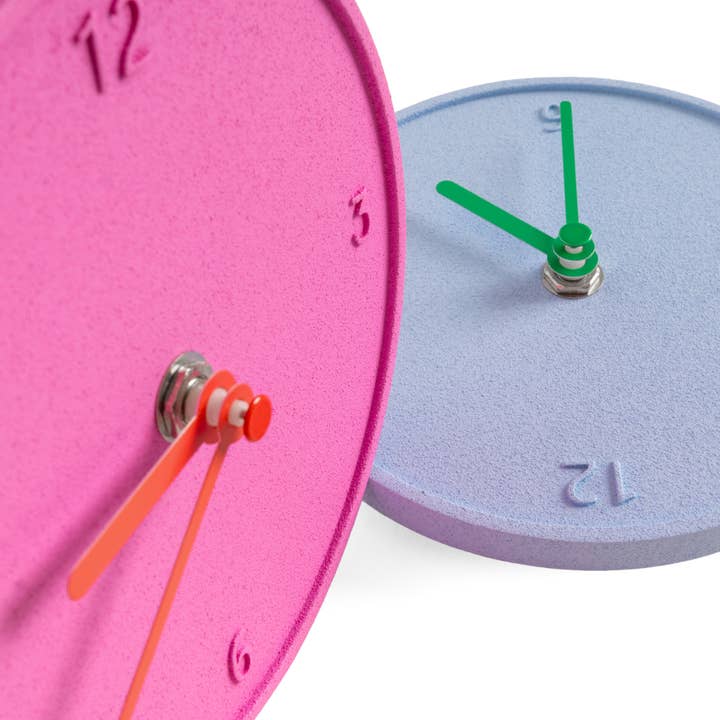 Helio Ferretti - Wholesale Desk Clock - LIGHT BLUE RAW ROUND CLOCK HF3