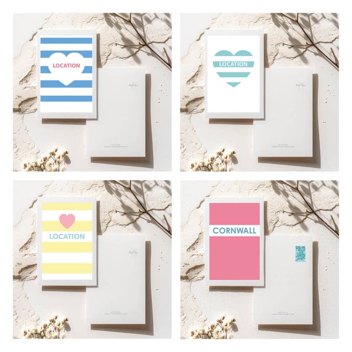 HEART MY LOCATION POSTCARD
Customise with location choice for wholesale by Betty Boyns Designs