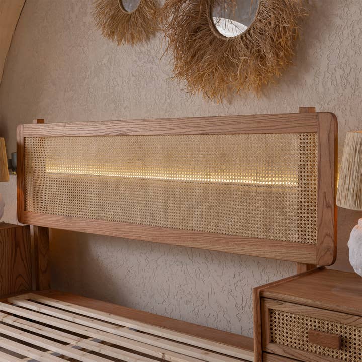 Halohope, LLC - Wholesale Bedroom Furniture - Handcrafted Oak Bedframe with Cane Headboard6