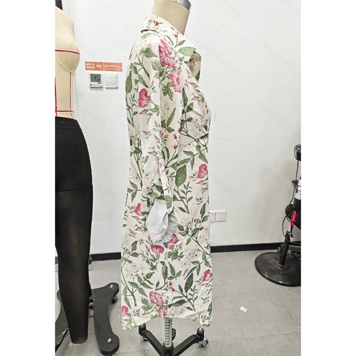 White Fall Pastoral Fresh Floral Print Collared Dress ZK3336 for wholesale on Faire3