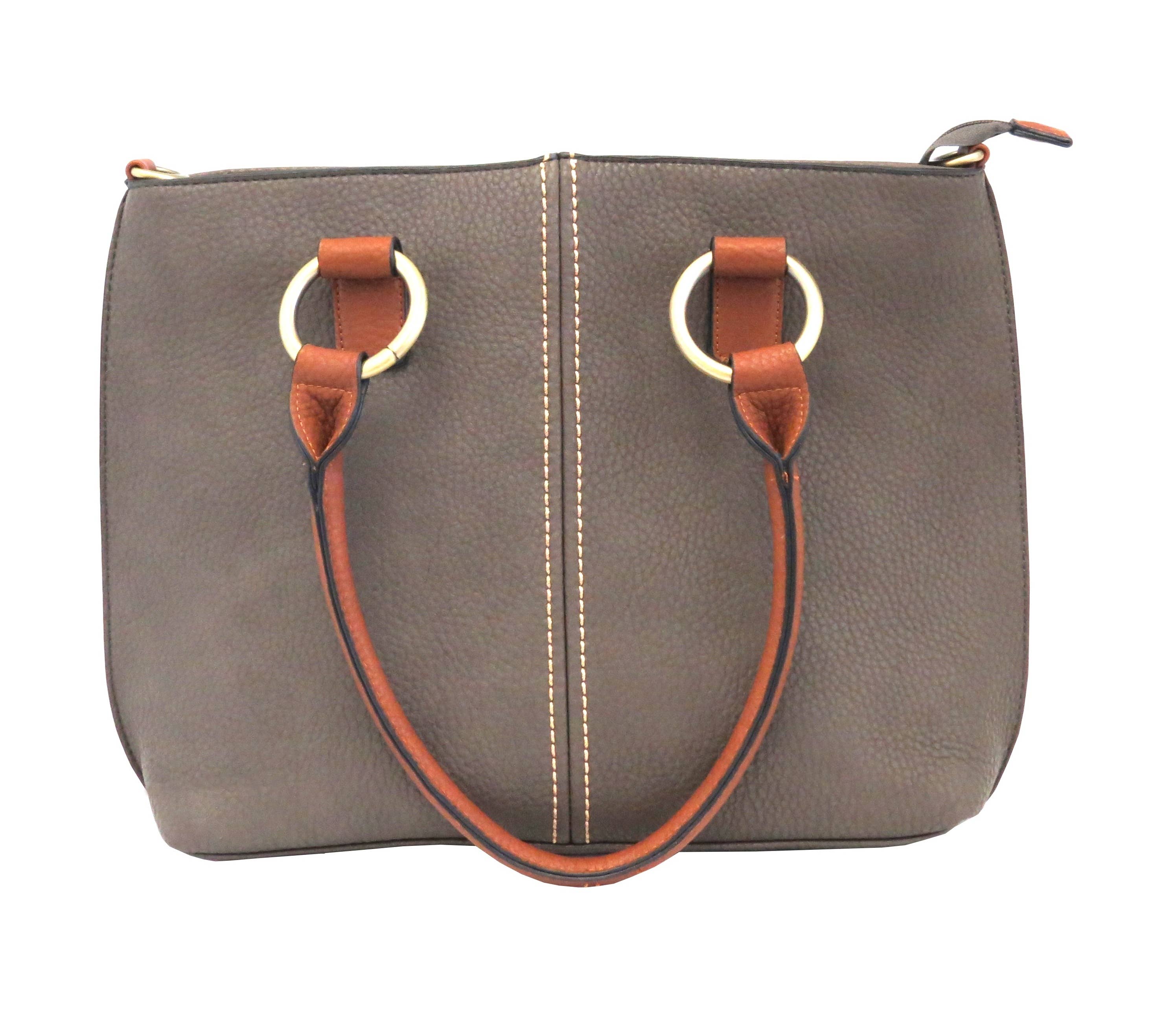 22 Tote - Wholesale Tote Bag - Women's - Pebbled Vegan Leather Triple-Compartment Shoulder Tote Bag4