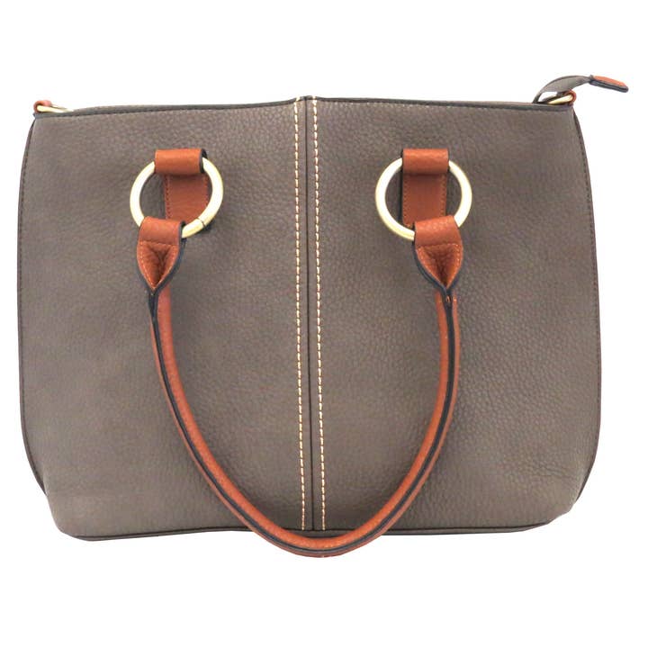 22 Tote - Wholesale Tote Bag - Women's - Pebbled Vegan Leather Triple-Compartment Shoulder Tote Bag4