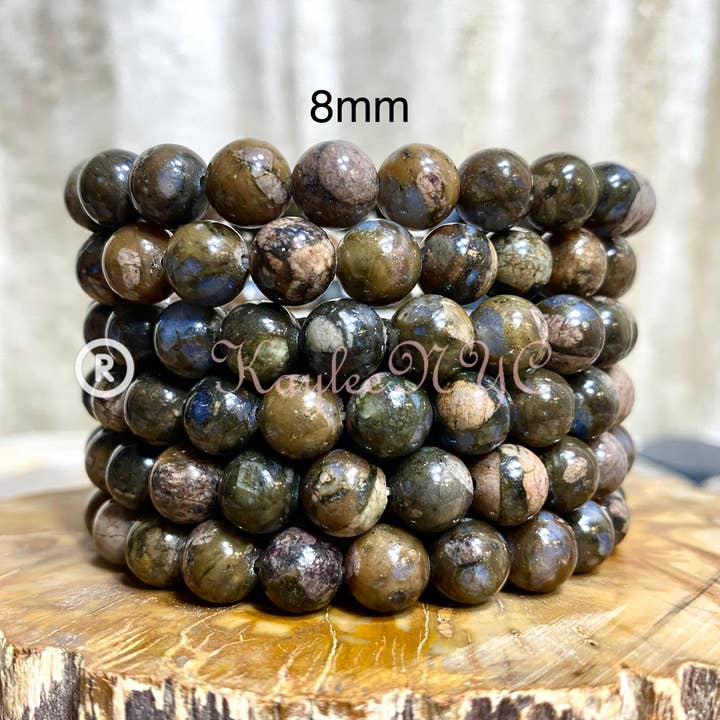 Pulsera elástica de 8 mm y 7,5” de Que Sera/Llianita natural para venta al por mayor de KayleeNYC