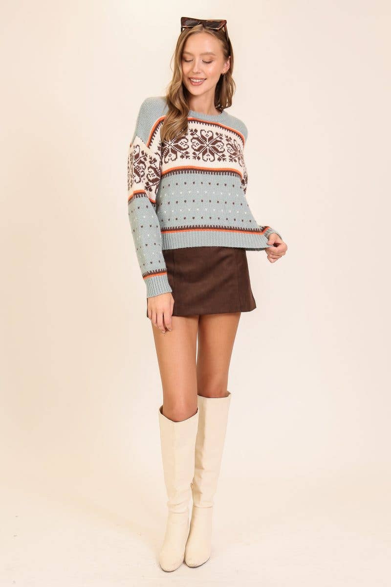 Vanilla Monkey - Wholesale Knit Sweater - Women's - Nordic Charm Fair Isle Knit Sweater5