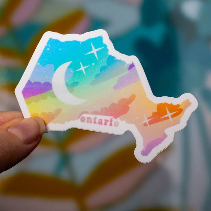 Ontario Canada Provincial Sticker Sky 3" x 2.85" for wholesale by Paper Pattern Silk