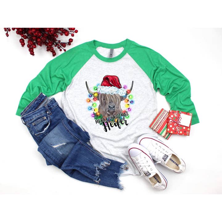 Have a Merry Christmas Heifer Printed Tee for wholesale by Simple Tymes