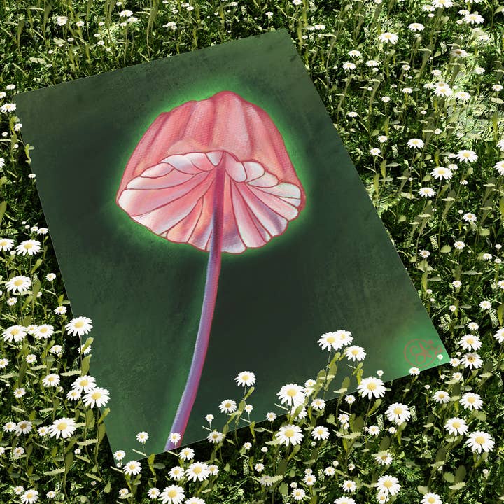 Imaginarium Arts - Wholesale Art Print - Barbiecore Pink Mushroom Fine Art Print 8"x10"3