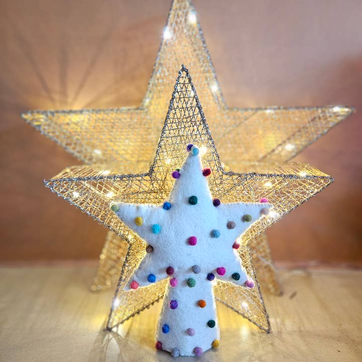 Felt So Good - Wholesale Tree Topper - Handmade Felt Pompom Star Christmas Tree Topper Decoration2
