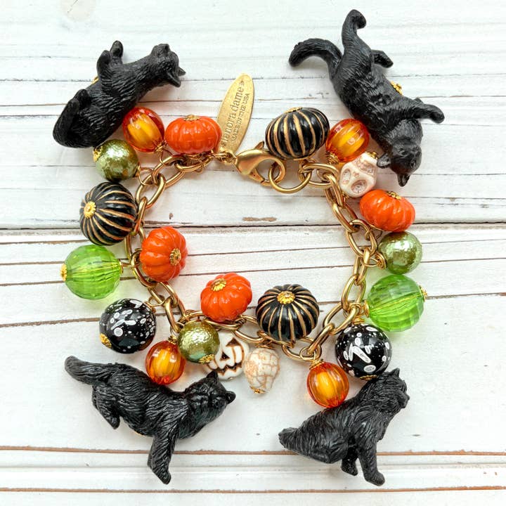 Festive Feline Halloween Bracelet for wholesale by Lenora Dame