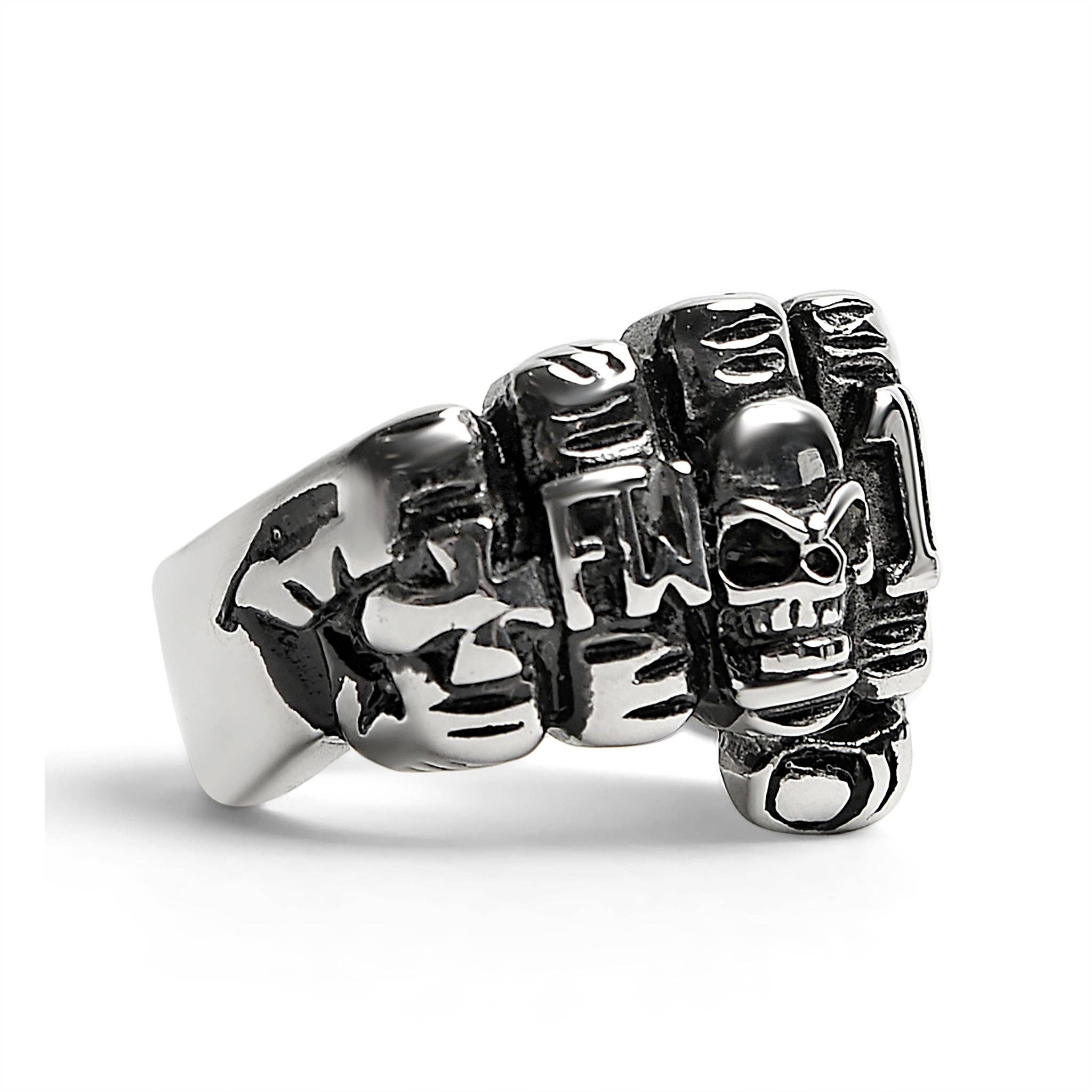 WJW - Wholesale Cocktail/Statement Ring - Stainless Steel Biker Rings Fist Ring0