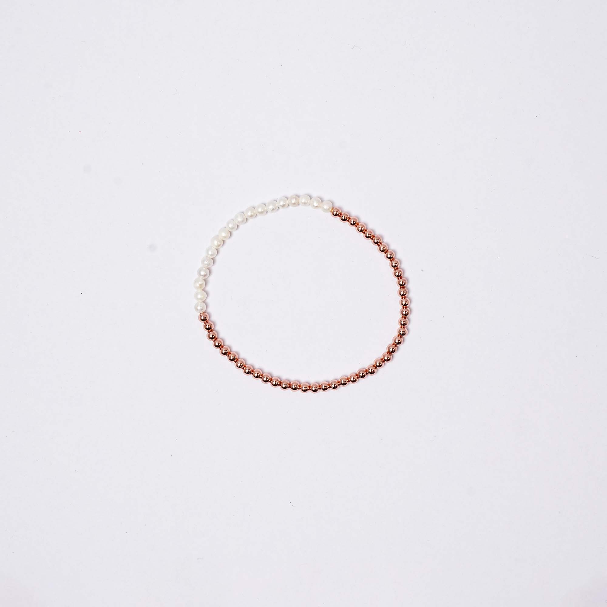 The Blue Yogi - Wholesale Beaded Bracelet - Dainty and elegant Natural Pearl + Solid Copper Bracelet 2