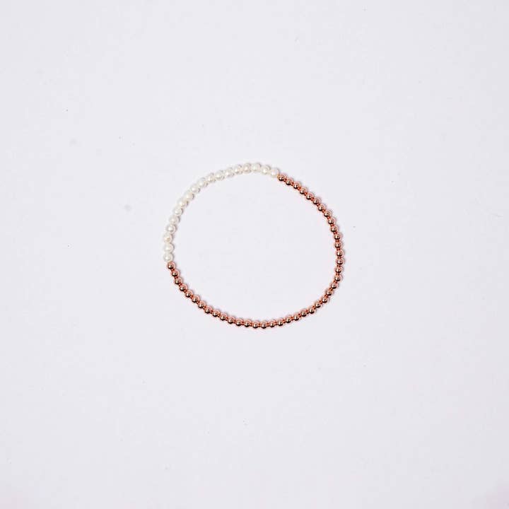 The Blue Yogi - Wholesale Beaded Bracelet - Dainty and elegant Natural Pearl + Solid Copper Bracelet 2