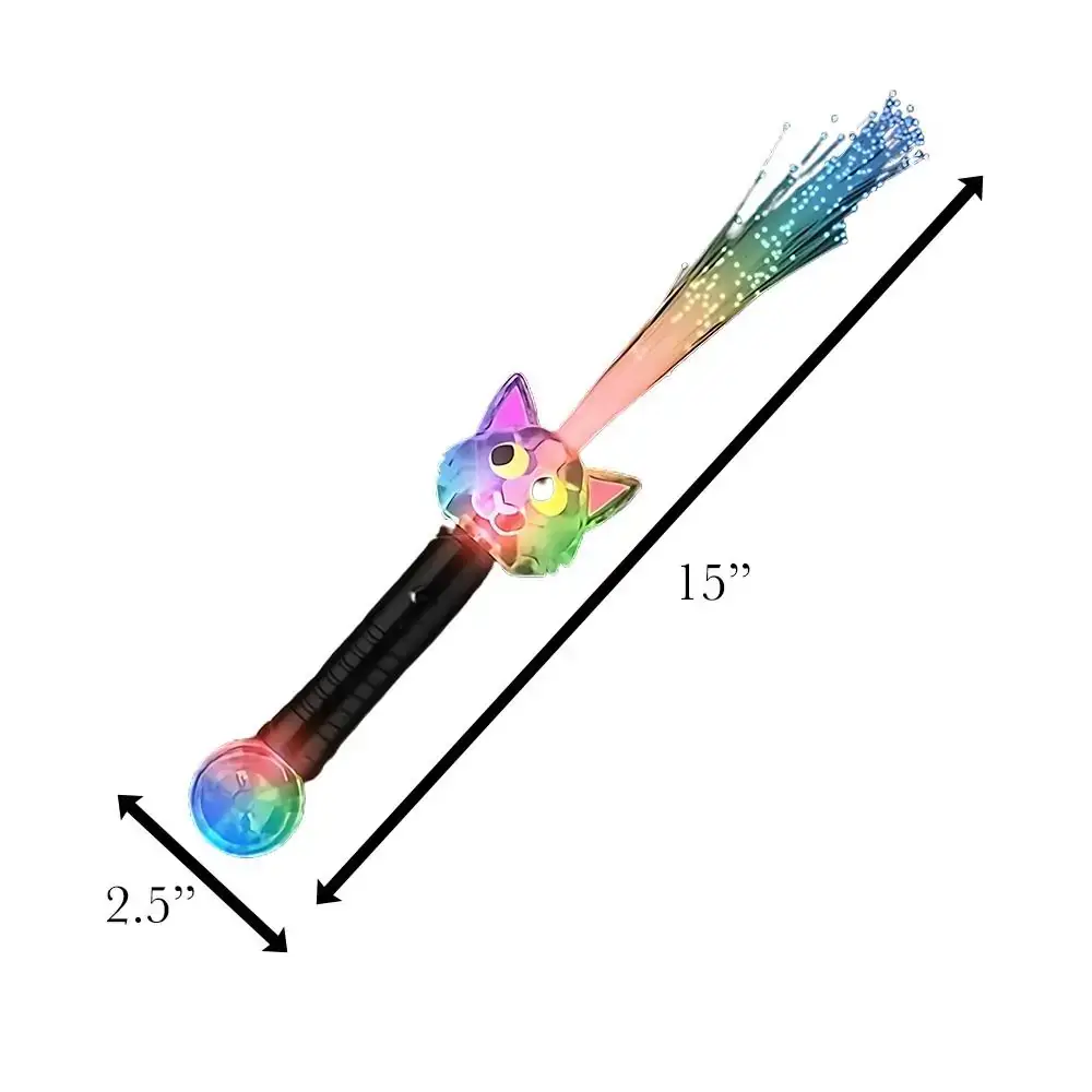Blinkee.com, LLC - Wholesale Light-up toy – Kids & baby - Light Up Multicolored Fiber Optic Cat Wand with Crystal Ball1