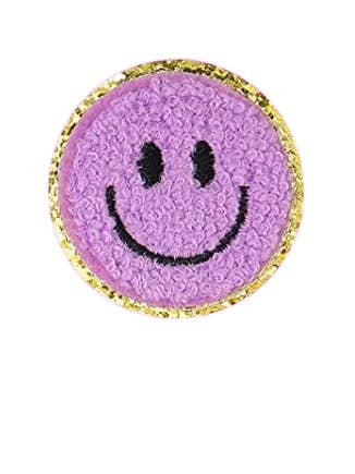 Medium Smiley Patch Chenille for wholesale by Happy Barb LLC