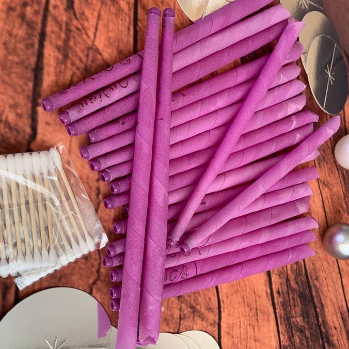 Stilnati - Vendita all'ingrosso Candele cilindriche/candelieri - Set di 20 Candele per la Rimozione del Cerume alla Lavanda Viola Fatte a Mano