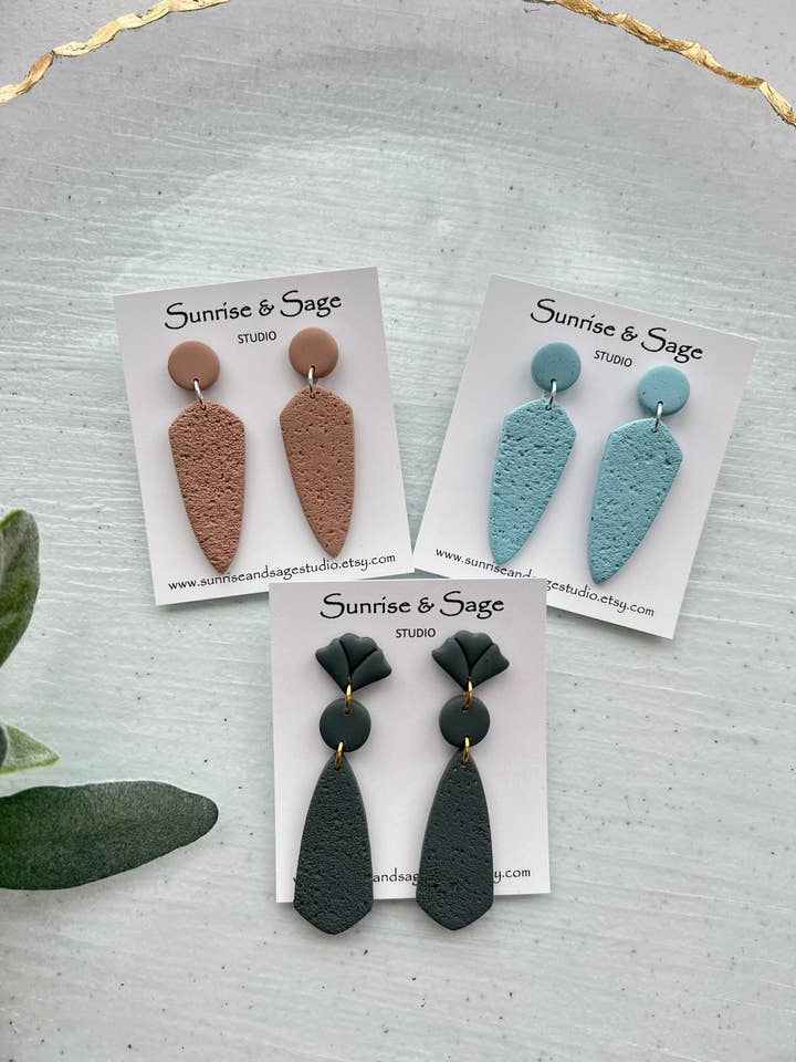 Textured Dagger Polymer Clay Earrings for wholesale by Sunrise and Sage Studio