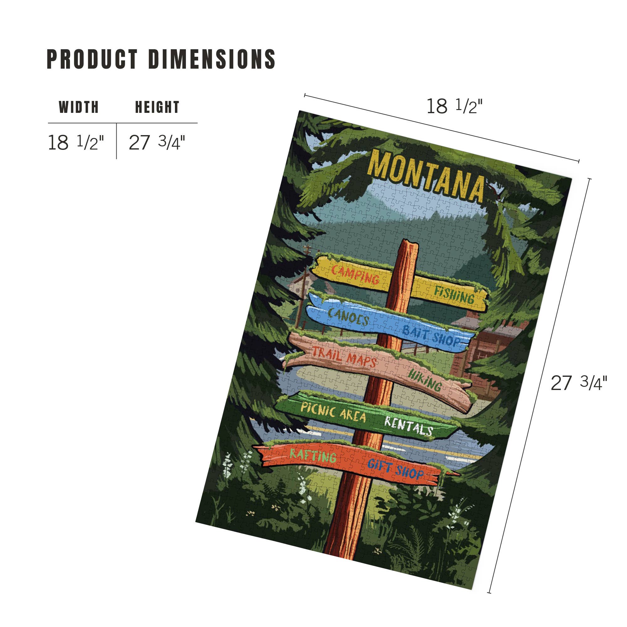 Lantern Press - Wholesale Puzzle - Adult - 1000 PIECE PUZZLE Montana, Signpost, Forest & Camp4