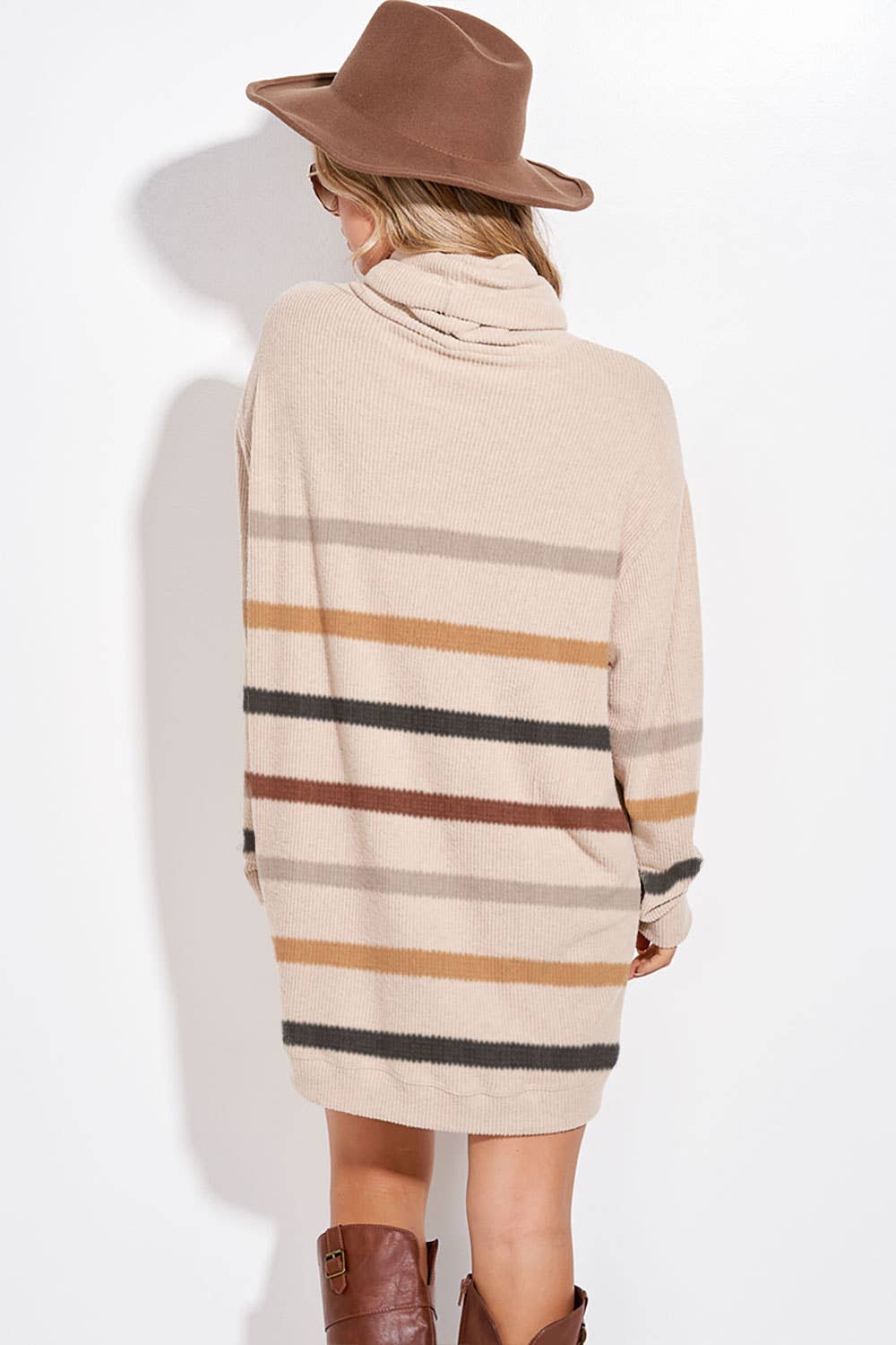 Phil Love - Vente Robe – femme - T913G9925A - Robe tunique rayée à col roulé11