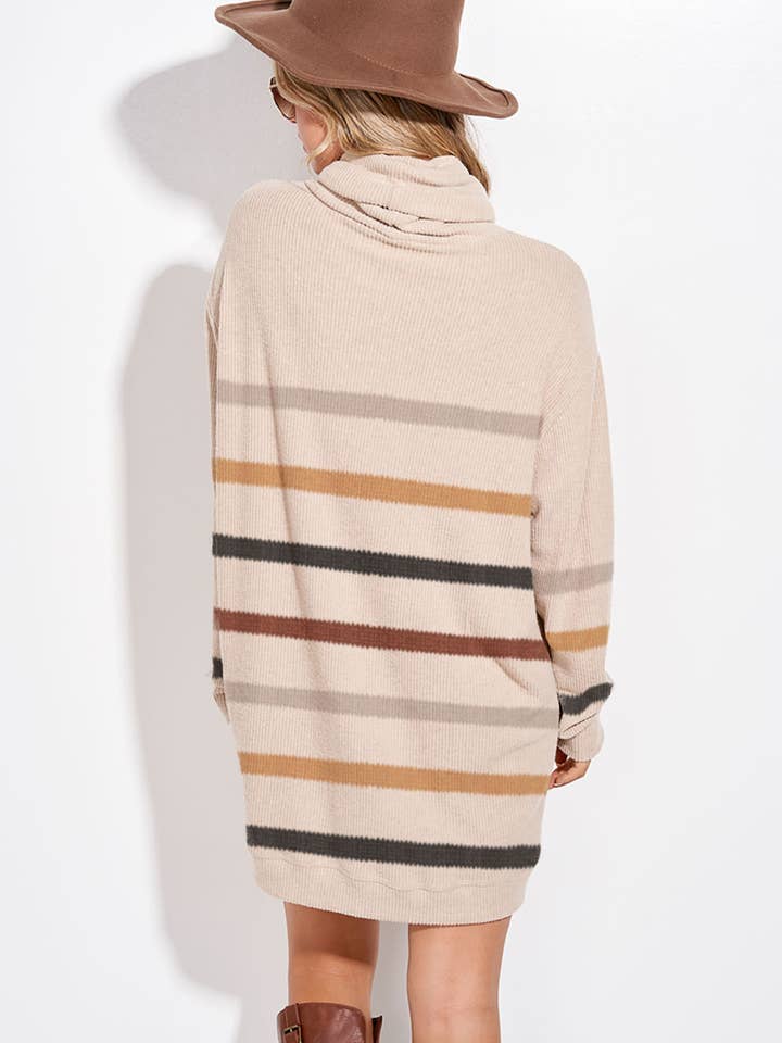 Phil Love - Wholesale Dress - Women's - T913G9925A - Striped Turtleneck Tunic Dress8